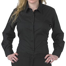 Henry Segal Women's Customizable Black 3/4 Sleeve V-Neck Button-Down Dress  Shirt - M